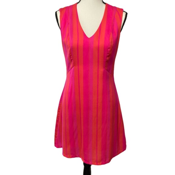 Julie Brown NYC Striped Pink and Orange Rom Com Dress - Picture 1 of 7